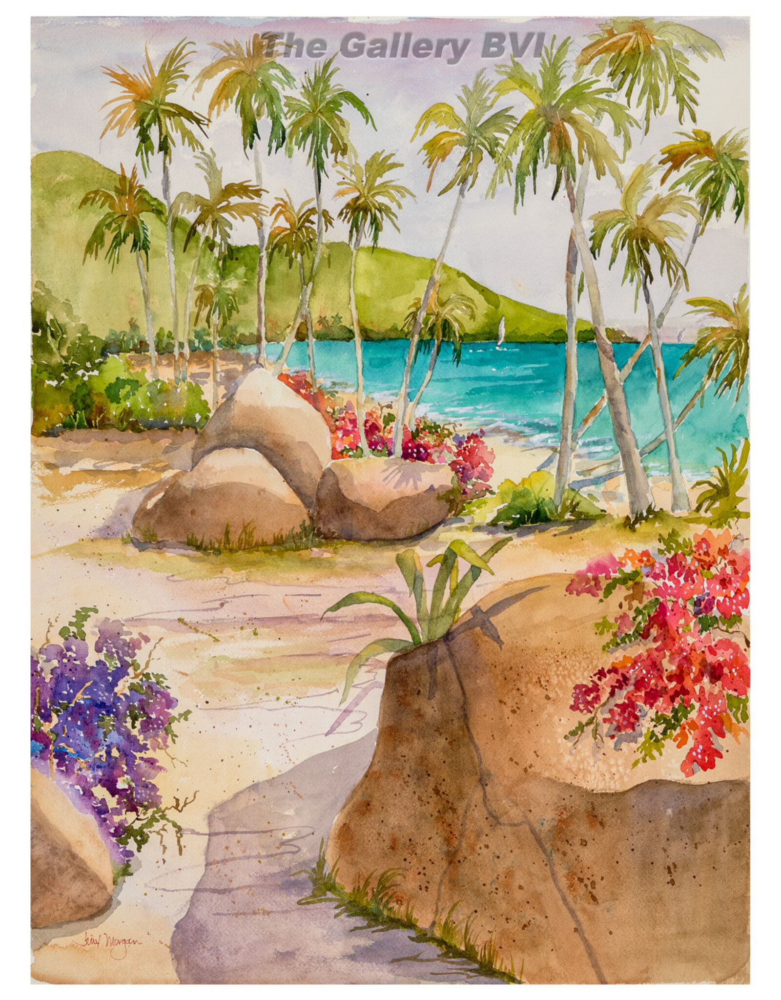 Jinx Morgan "Boulders  At The Beach" Limited Edition Giclee Print By BVI Artist Jinx Morgan