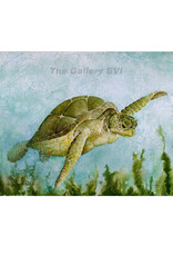 Lisa Muddiman Gray "Gliding Turtle" Limited Edition Giclee Print by BVI Artist Lisa Muddiman Gray Matted Small 10" x 8