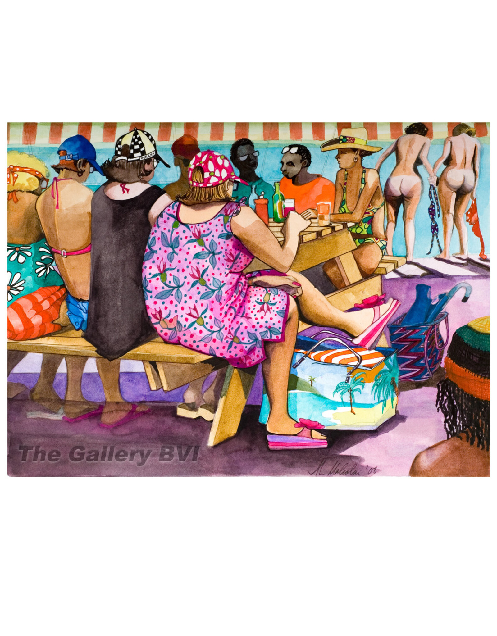 Aileen Malcolm "Lunch at Willy T" Limited Edition Giclee Print by BVI Artist Aileen Malcolm