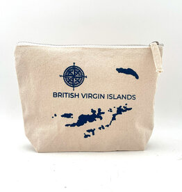 Canvas Pouch in Navy - BVI Map