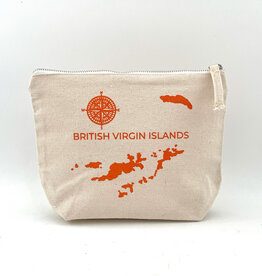 Nutmeg & Co. Canvas Pouch in Orange - BVI Map