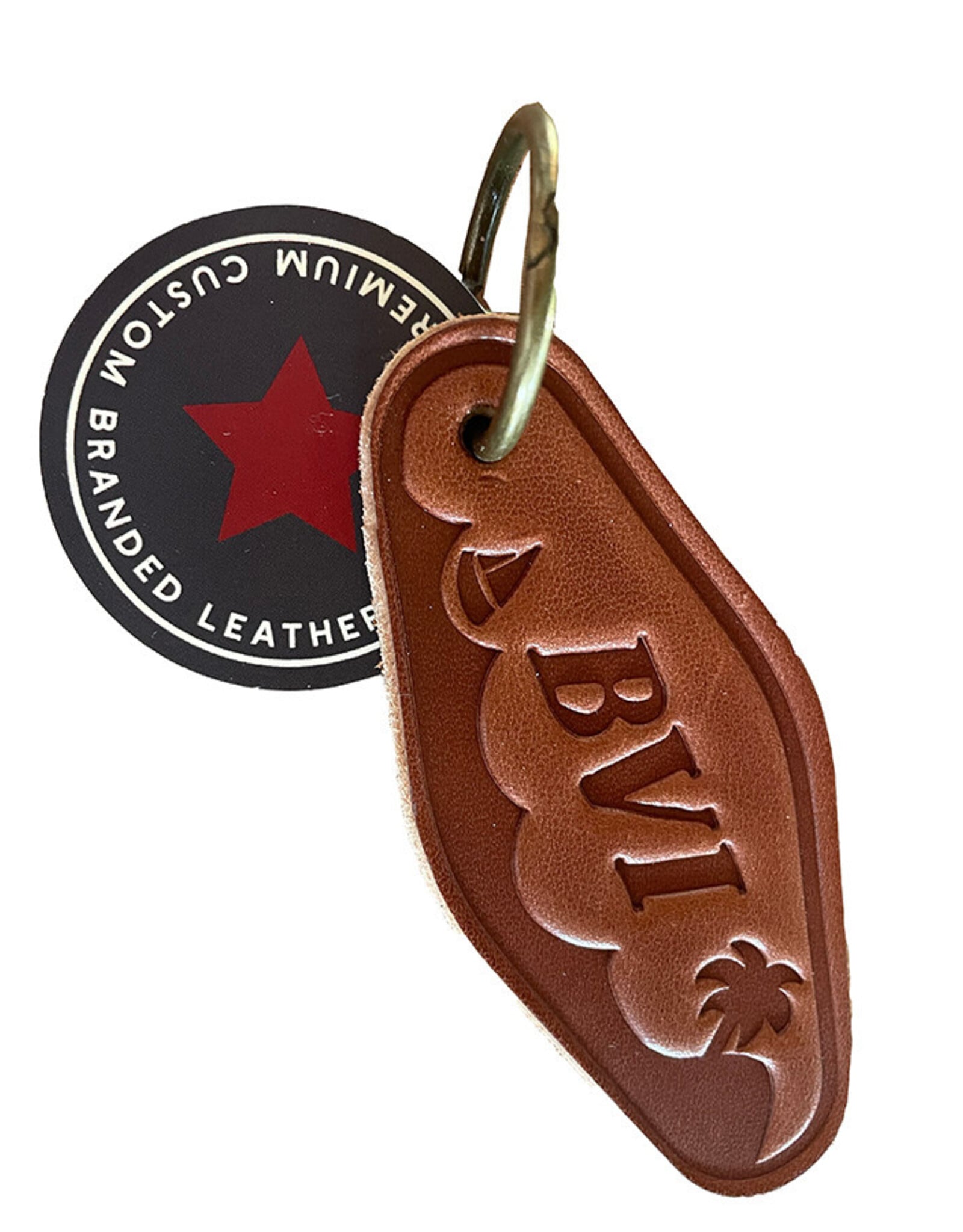 Key  Chains - Embossed Leather BVI Motel Style