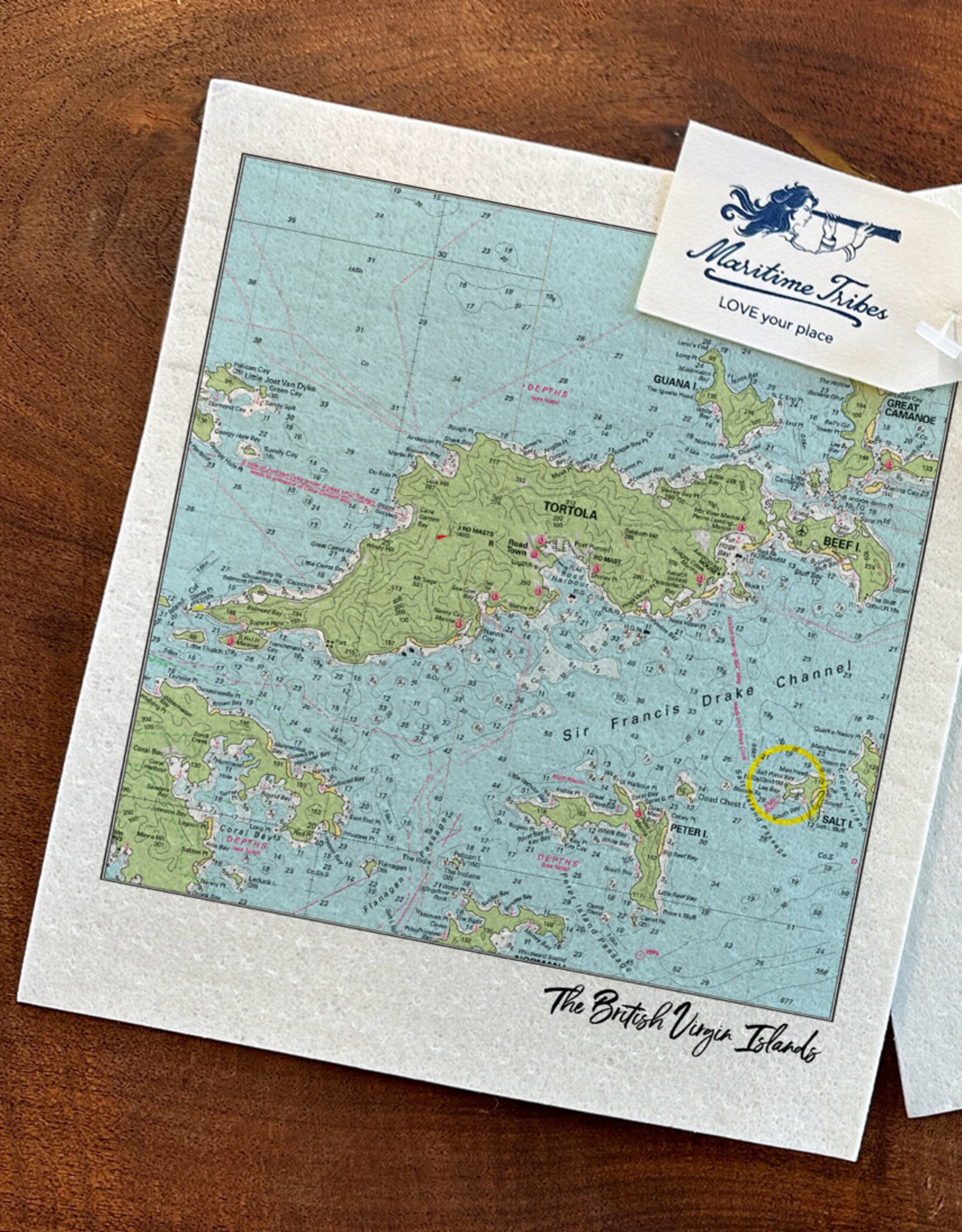 Maritime Tribes Dish Cloth - Biodegradeable Imray BVI Maritime Chart