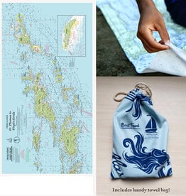 Maritime Tribes Towel - Quick Dry  30"x60" Imray BVI Maritime Chart