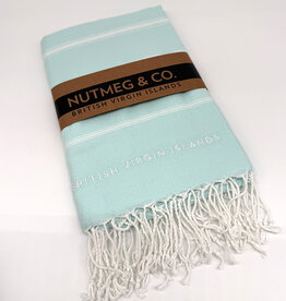 Towel - Turkish Beach BVI Embroidery - Aquamarine