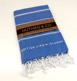 Towel - Turkish Beach BVI Embroidery - Night  Blue