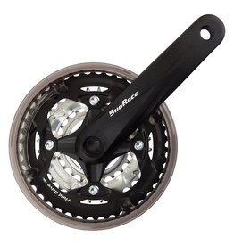SunRace Crankset SunRacee FCM600 170 mm 42/32/22t Square Taper w/Chain Guard Black/Silver