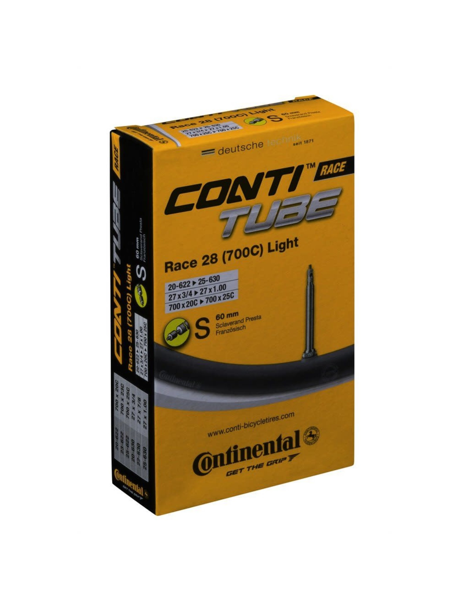 Continental Tube Continental Race 700x20-25c 60 mm Removable PV Light