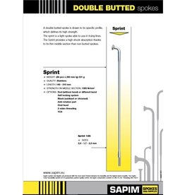 Sapim Spoke Sapim Sprint Straight-Pull 2.0/1.7/2.0 mm 298 mm Black