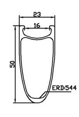 Rim 700c 50 mm Depth 20h 23 mm Outer Width Clincher Carbon