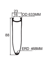 Rim 700c 88 mm Depth 20h 23 mm Outer Width Clincher Carbon