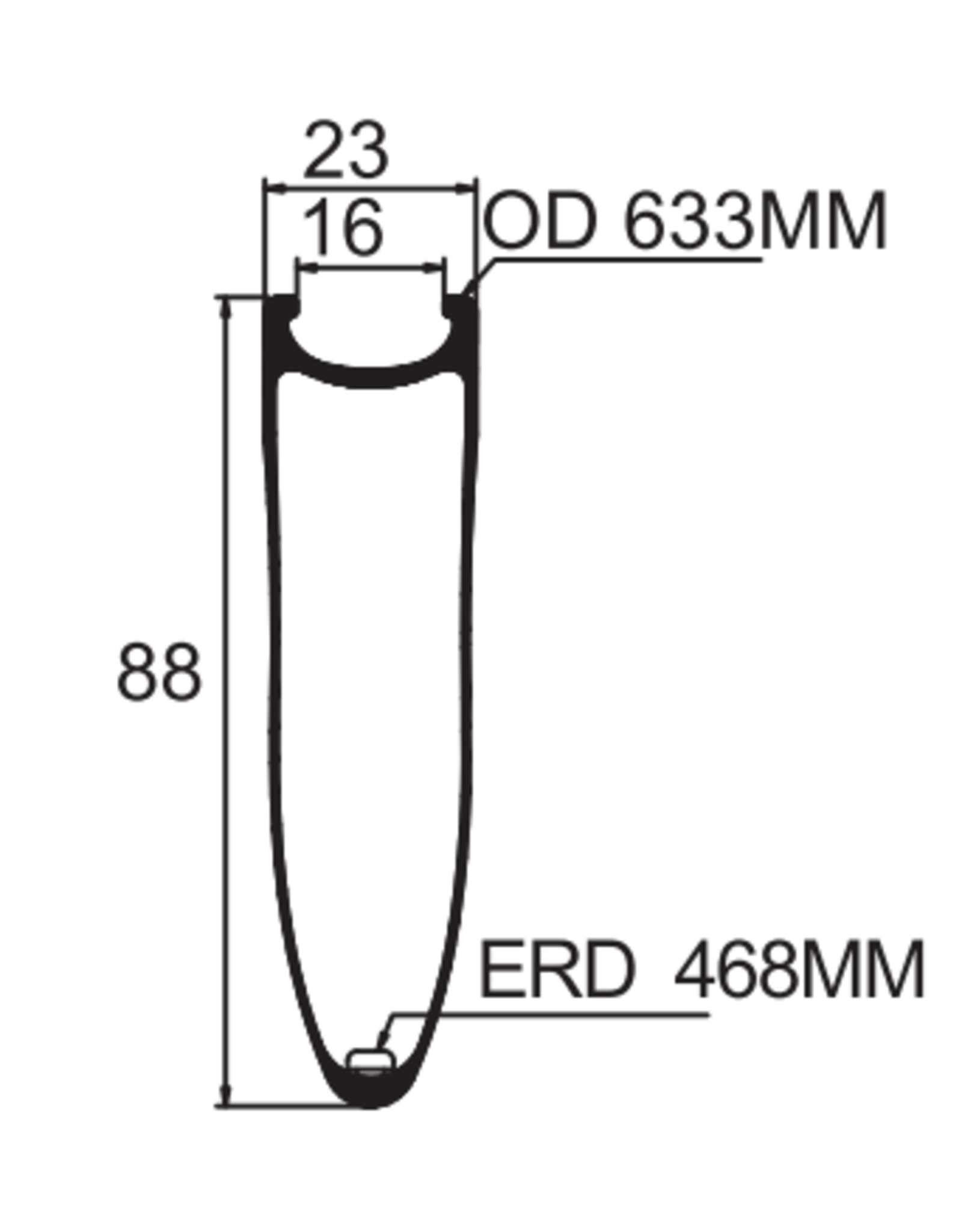 Rim 700c 88 mm Depth 20h 23 mm Outer Width Clincher Carbon