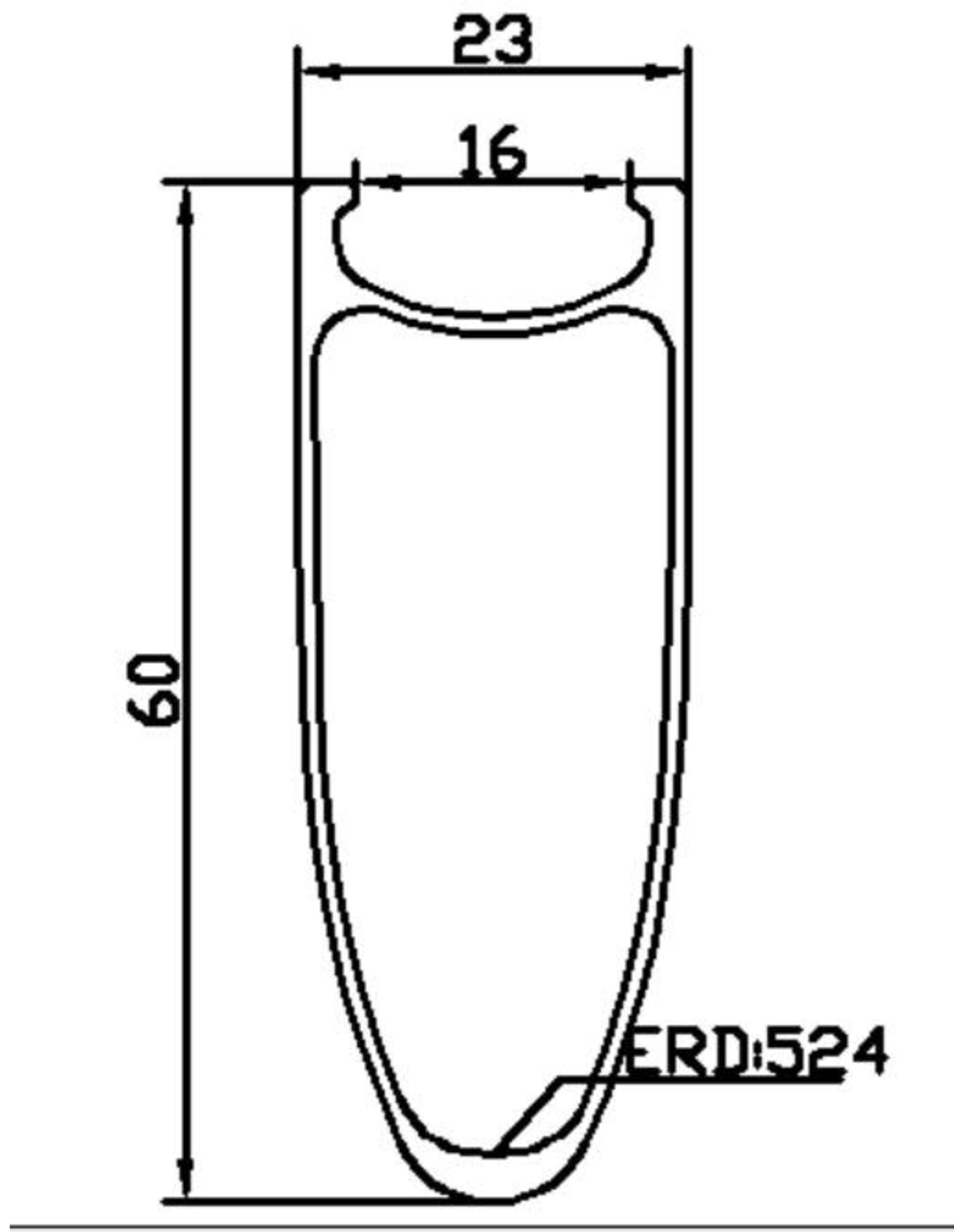 Rim 700c 60 mm Depth 20h 23 mm Outer Width Clincher Carbon