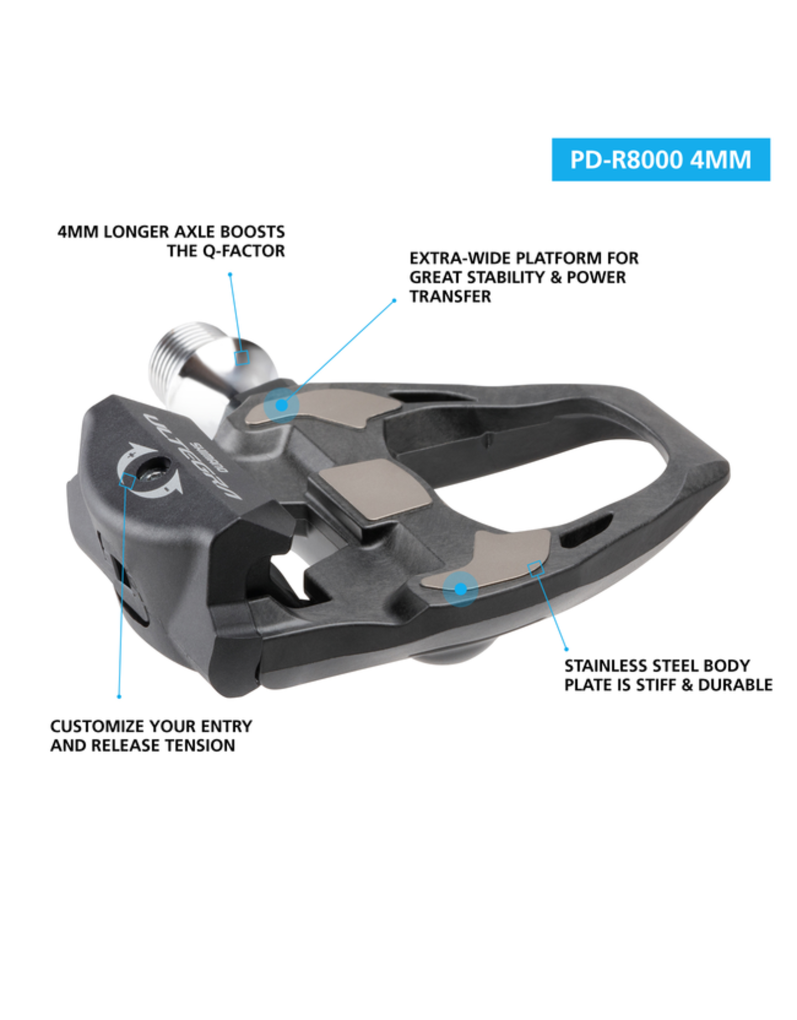 Shimano Pedals Shimnao Ultegra PD-R8000 4 mm  Longer Axle