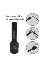 Jeuclel Tool Impact Grade Bit Socket Jeuclel 12 mm Male for 1/2" Drive Cro-moly Black