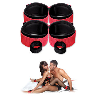 PIPEDREAM FETISH FANTASY BED WEB RESTRAINT BLACK & RED