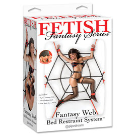 PIPEDREAM FETISH FANTASY BED WEB RESTRAINT BLACK & RED