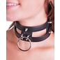 WESTERN FASHIONS WESTERN FASHION CHOKER COLLAR 2 ROWS WITH SPIKES AND O RING BLACK
