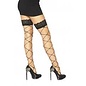 LEG AVENUE THIGH HIGH LACE TOP NET CRYSTALIZED ONE SIZE BLACK