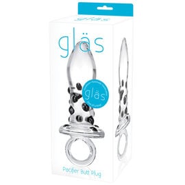 GLAS -ELECTRIC NOVELTIES GLAS  PACIFIER BUTT PLUG CLEAR/BLACK