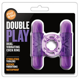 BLUSH PLAY WITH ME DOUBLE PLAY DUAL VIBRATING COCK RING PURPLE