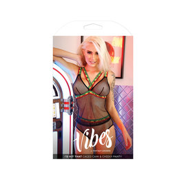 FANTASY LINGERIE FANTASY LINGERIE I'D HIT THAT CAGED CAMI AND CHEEKY PANTY  L/XL