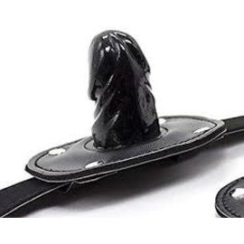 DHG PENIS GAG WITH LOCK LEATHER BLACK SMALL