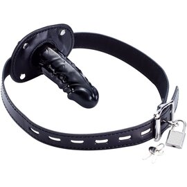 "O" HEAVENS PENIS GAG WITH LOCK LEATHER BLACK SMALL