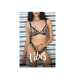 FANTASY LINGERIE 20% OFF BRALETTE & CHEEKY PANTY SET SAVAGE AF M/L