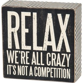 PRIMITIVES BY KATHY INSET BOX SIGN WE'RE ALL CRAZY