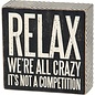 PRIMITIVES BY KATHY INSET BOX SIGN WE'RE ALL CRAZY