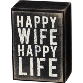 PRIMITIVES BY KATHY INSET BOX SIGN HAPPY WIFE