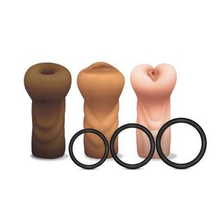 GLOBAL NOVELTIES MSTR B8 STROKER SET W/RINGS ASS, MOUTH, PUSSY