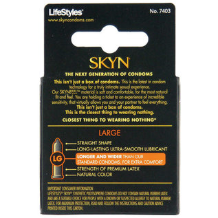 LIFESTYLE CONDOM LIFESTYLES SKYN LATEX FREE LARGE 3 PACK