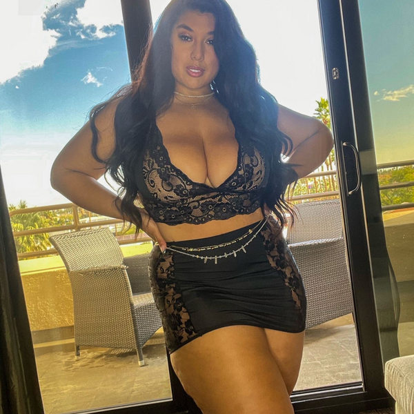 LACED WITH LOVE SET BRALETTE AND SKIRT BLACK