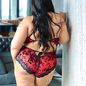 FAIRE CURVY FOX PARTY OF TWO TEDDY BODYSUIT RED BLACK LACE