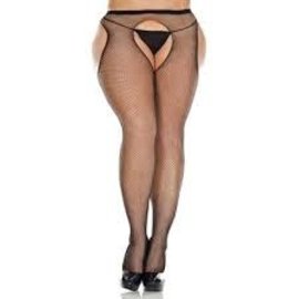 MUSIC LEGS 903 PANTYHOSE FISHNET CROTCHLESS SUSPENDER