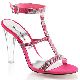 PLEASER PLEASER CLEARLY 418 DIAMOND ANKLE STRAP PINK SIZE 6
