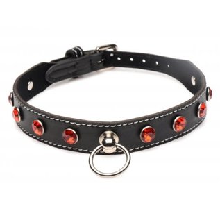 STRICT LEATHER LEATHER RHINESTONE COLLAR DIAMOND RED/BLACK