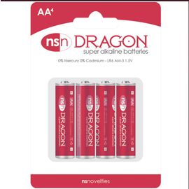NS NOVELTIES BATTERY AA DRAGON ALKALINE 4PK