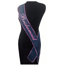 LITTLE GENIE BRIDESMAID SASH BLACK & PINK