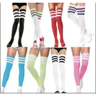 MUSIC LEGS 4245 ATHLETIC SOCK THIGH HIGH STRIPED TOP