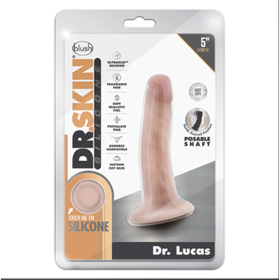 BLUSH DR SKIN DILDO SILICONE POSABLE DR LUCAS 5" VANILLA