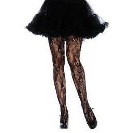 LEG AVENUE LEG AVENUE BLACK  ROSE SKULL LACE TIGHTS 1X-2X BLACK