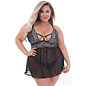 SEVEN TILL MIDNIGHT TWO TONE LACE AND MESH BABY DOLL THONG