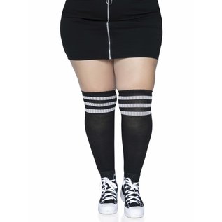 LEG AVENUE ATHLETIC SOCK OVER THE KNEE  BLACK WHITE STRIPE QUEEN