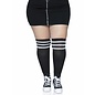 LEG AVENUE ATHLETIC SOCK OVER THE KNEE  BLACK WHITE STRIPE QUEEN