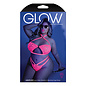 FANTASY LINGERIE GLOW BANDEAU HALTER AND CAGE PANTY NEON PINK Q/S