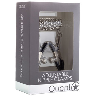 SHOTS TOYS OUCH ADJUSTABLE NIPPLE CLAMPS W/ CHAIN METAL