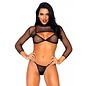 LEG AVENUE LA BIKINI SET FISHNET LONG SLEEVE 3 PC BLACK